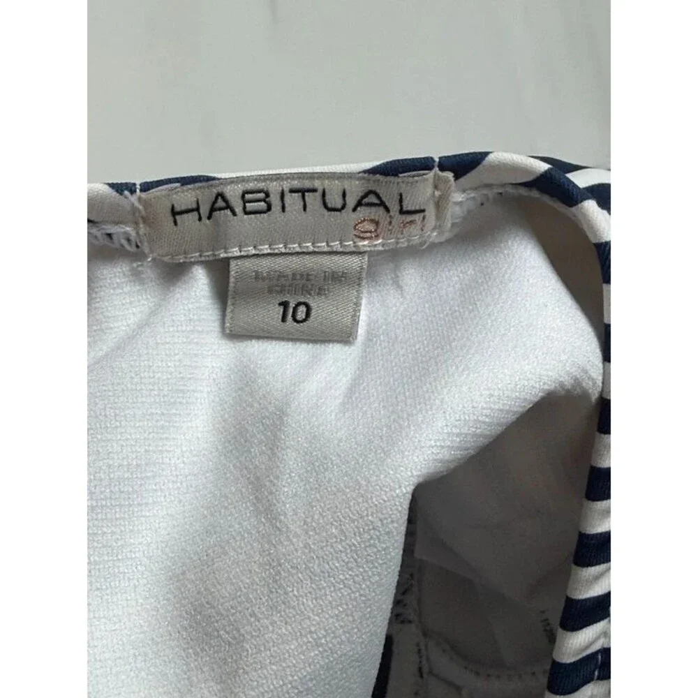 Habitual Girls Navy striped bow bikini swimsuit size 10